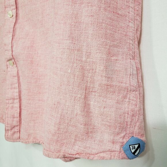 Cremieux Collection Mens Shirt Sz XL Short Sleeve Button Pink Flax Blend Pockets - Picture 6 of 11